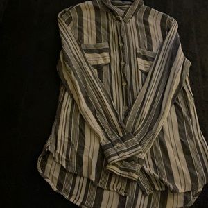 White and gray striped button down